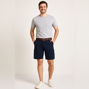 IZOD men cargo shorts 100% cotton 6-pocket zip up beachy Size 40